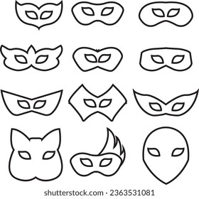 Masquerade vector icon on white background. Comic and tragic mask icon