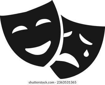 Masquerade vector icon on white background. Comic and tragic mask icon