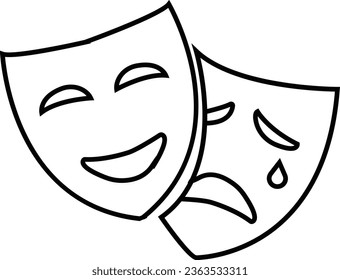 Masquerade vector icon on white background. Comic and tragic mask icon