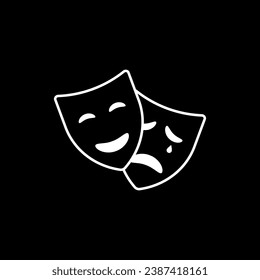 Masquerade vector icon on white background. Comic and tragic mask icon