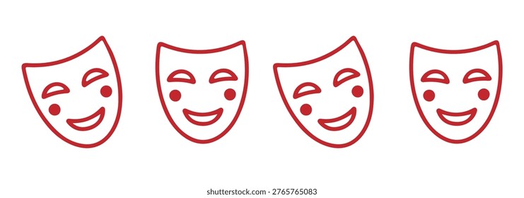 Masquerade vector icon on white background. Comic and tragic mask icon