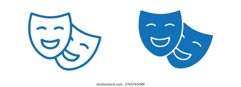 Masquerade vector icon on white background. Comic and tragic mask icon