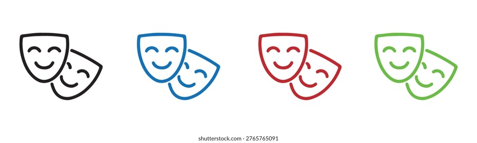 Masquerade vector icon on white background. Comic and tragic mask icon