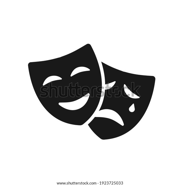 Masquerade vector icon on white background. Comic\
and tragic mask\
icon