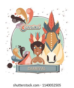 masquerade woman with carnival horse