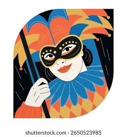 Mascarar ilustração de mulher em estilo plano