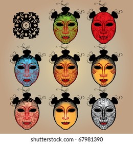 masques for samurai vector illustration