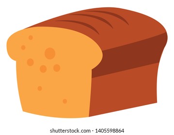 It is a mass of bread that is baked in a bakery. Normally, it is sliced before eating., vector, color drawing or illustration. 