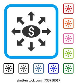 Mass Cashout icon. Flat grey iconic symbol inside a light blue rounded square. Black, gray, green, blue, red, orange color variants of Mass Cashout vector. Designed for web and application interfaces.