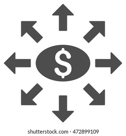 Mass Cashout icon. Vector style is flat iconic symbol with rounded angles, gray color, white background.