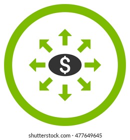 Mass Cashout rounded icon. Vector illustration style is flat iconic bicolor symbol, eco green and gray colors, white background.