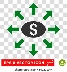 Mass Cashout vector icon. Image style is a flat green and gray pictograph symbol.