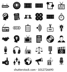 Mass communication icons set. Simple set of 36 mass communication vector icons for web isolated on white background
