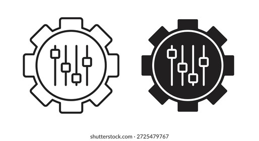 Icono de personalización masiva con glifo y línea. iconos vectoriales negros para interfaz de usuario de Web