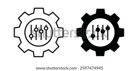 Mass customization vector icon set black filled and outlined style.