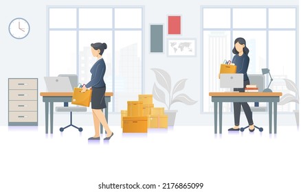 Mass Lay Off - Loss of Job - Employee moving out - Illustration as EPS 10 File