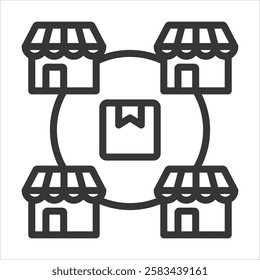 Mass Market Outline Icon Vector Illustration