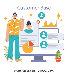 Mass market. Mass production economics. Targeted audience and market segmentation. Efficiency of production process, distribution, marketing and sales. Flat vector illustration