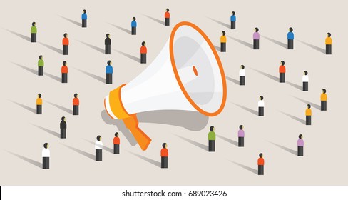 mass marketing communication to group of people loudspeaker public advertisement announcement 