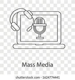 Mass media concept on transparency background. Creative idea design. Flat vector illustration for template, brochure, web page or presentation.