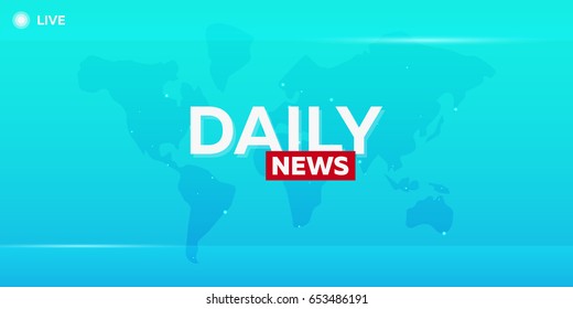 Mass media. Daily news. Breaking news banner. Live. Television studio TV show