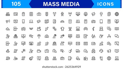  Mass Media Icon Collection with clean visuals inspired by press, news, and information channels.