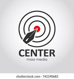 Mass Media Icon. Media Company Flat Style Logo. Concept Of Journalism, Live News, Interview And Breaking News