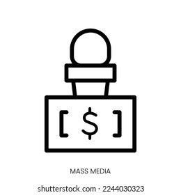 mass media icon. Line Art Style Design Isolated On White Background