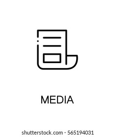 Icono de medios masivos. Símbolo de esquema único de alta calidad para diseño web o aplicación móvil. Signo de línea delgada para el logotipo de diseño. Pictograma de contorno negro sobre fondo blanco