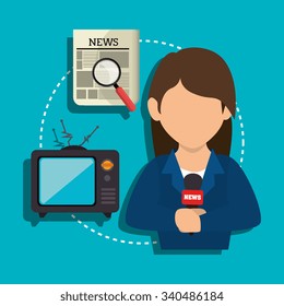 Mass media news graphic design with icons, vector illustration