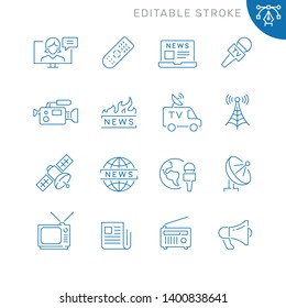 Mass Media Related Icons. Editable Stroke. Thin Vector Icon Set, Black And White Kit