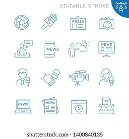 Mass Media Related Icons. Editable Stroke. Thin Vector Icon Set, Black And White Kit