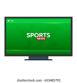 Mass media. Sports news. Breaking news banner. Live. Television studio TV show