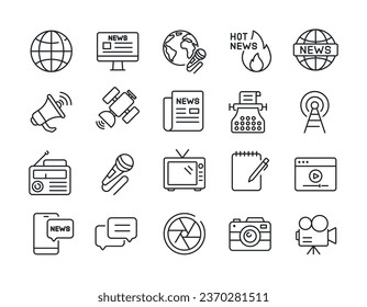 Mass media thin line icons. For website marketing design, logo, app, template, ui, etc. Vector illustration.