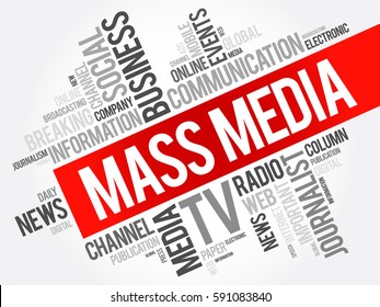 Mass media word cloud collage, technology business concept background
