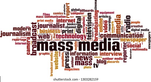 Mass media word cloud concept. Vector illustration