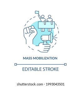 Mass mobilization concept icon. Community change strategy abstract idea thin line illustration. Strengthening community participation. Vector isolated outline color drawing. Editable stroke