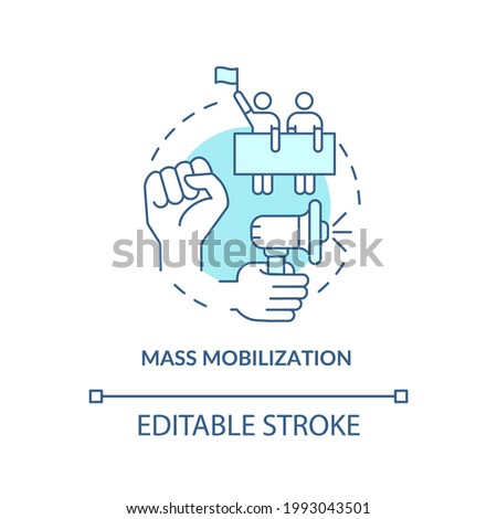 Mass mobilization concept icon. Community change strategy abstract idea thin line illustration. Strengthening community participation. Vector isolated outline color drawing. Editable stroke