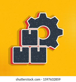 Mass production, boxes pop art, retro icon. Vector illustration of pop art