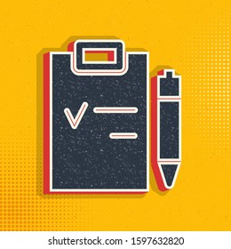 Mass production, clipboard pop art, retro icon. Vector illustration of pop art