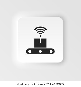 Producción masiva, icono de vector de estilo neumórfico transportador. Ilustración de elemento simple del concepto de interfaz de usuario. Producción masiva, icono de vector de estilo neumórfico transportador. Concepto de infografía