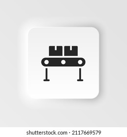Mass production, conveyor neumorphic style vector icon. Simple element illustration from UI concept. Mass production, conveyor neumorphic style vector icon. Infographic concept