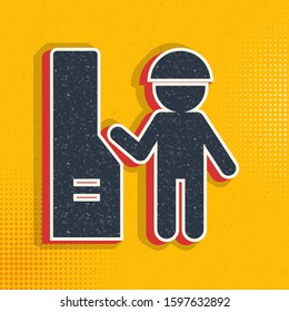 Mass production, engineer pop art, retro icon. Vector illustration of pop art