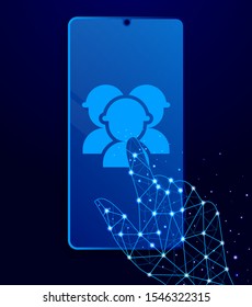 Mass production, engineer touch phone. Polygon style touch phone vector