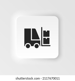 Mass production, forklift neumorphic style vector icon. Simple element illustration from UI concept. Mass production, forklift neumorphic style vector icon. Infographic concept