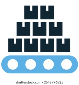 Vetor de ícone de produção em massa, simbolizando a fabricação em larga escala e a produção em alto volume. Ideal para eficiência industrial, modelos econômicos e linhas de montagem modernas.