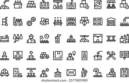 Mass production icons High-Quality Vector Icons Collection with Editable Stroke. Ideal for Professional and Creative Projects.