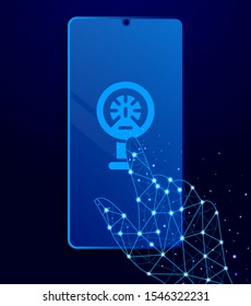 Mass production, meter touch phone. Polygon style touch phone vector