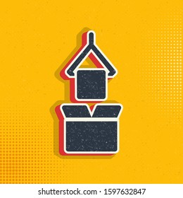 Mass production, package, placement pop art, retro icon. Vector illustration