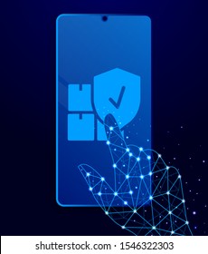 Mass production, package touch phone. Polygon style touch phone vector